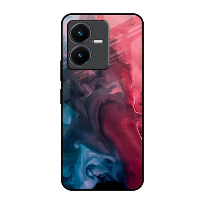 Blue & Red Smoke Vivo Y22 Glass Back Cover Online