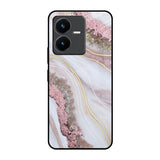 Pink & Gold Gllitter Marble Vivo Y22 Glass Back Cover Online