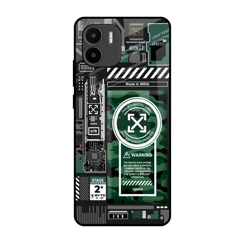 Green Camo Circuit Redmi A1 Glass Back Cover Online