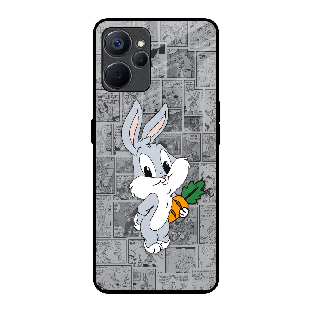 Cute Baby Bunny Realme 9i 5G Glass Back Cover Online