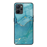 Blue Golden Glitter Realme 9i 5G Glass Back Cover Online