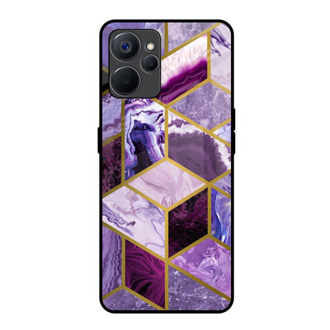Purple Rhombus Marble Realme 9i 5G Glass Back Cover Online