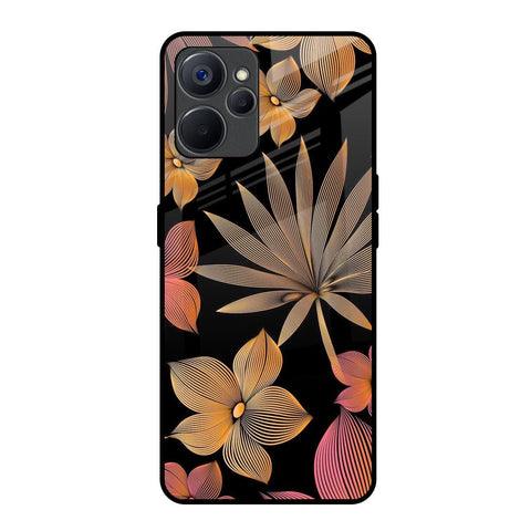 Lines Pattern Flowers Realme 9i 5G Glass Back Cover Online