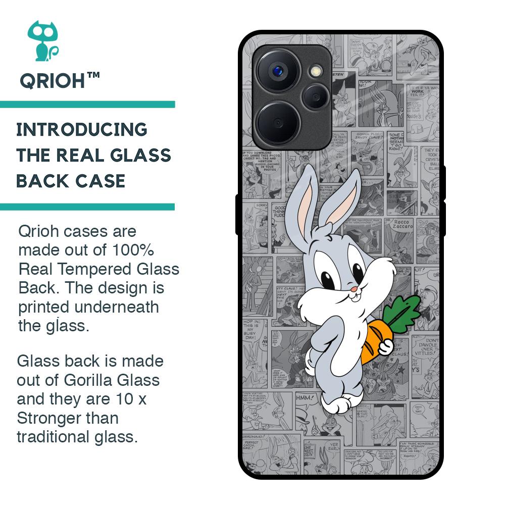 Cute Baby Bunny Glass Case for Realme 9i 5G