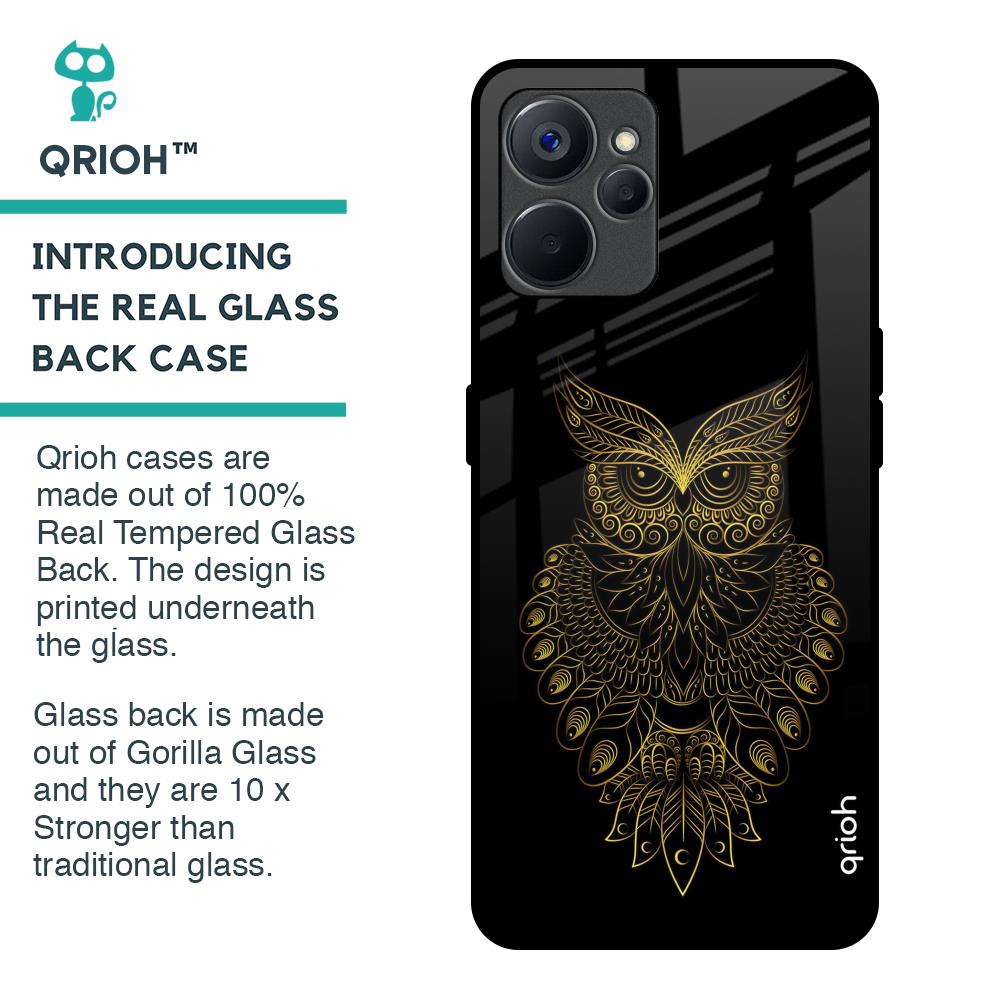 Golden Owl Glass Case for Realme 9i 5G