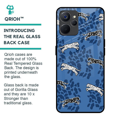 Blue Cheetah Glass Case for Realme 9i 5G