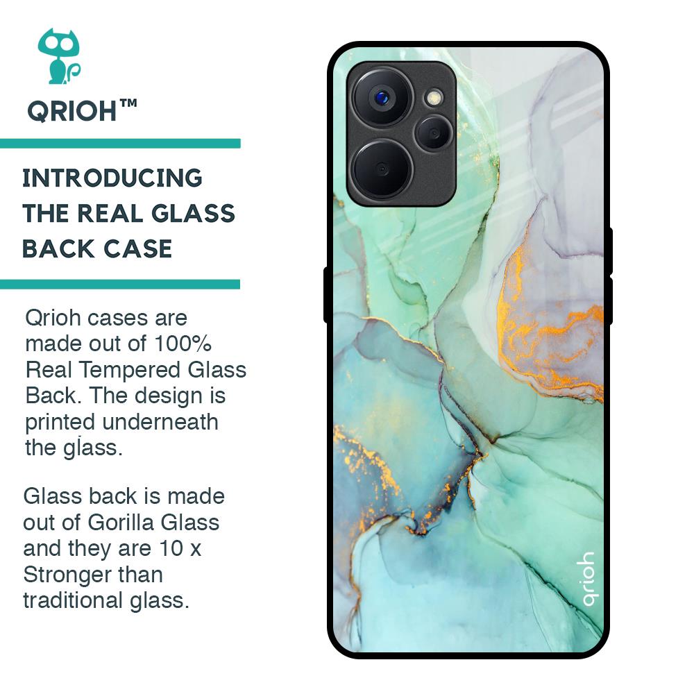 Green Marble Glass Case for Realme 9i 5G