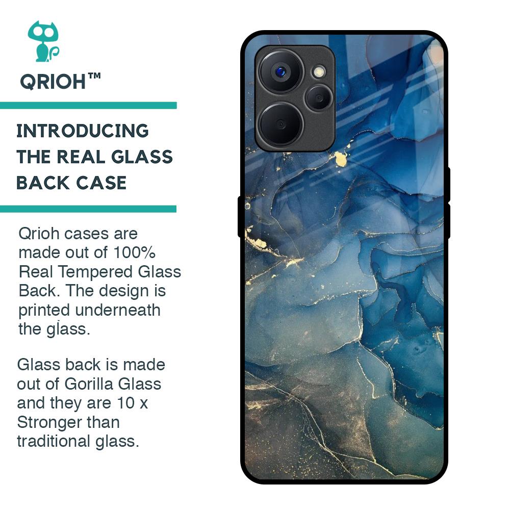 Blue Cool Marble Glass Case for Realme 9i 5G