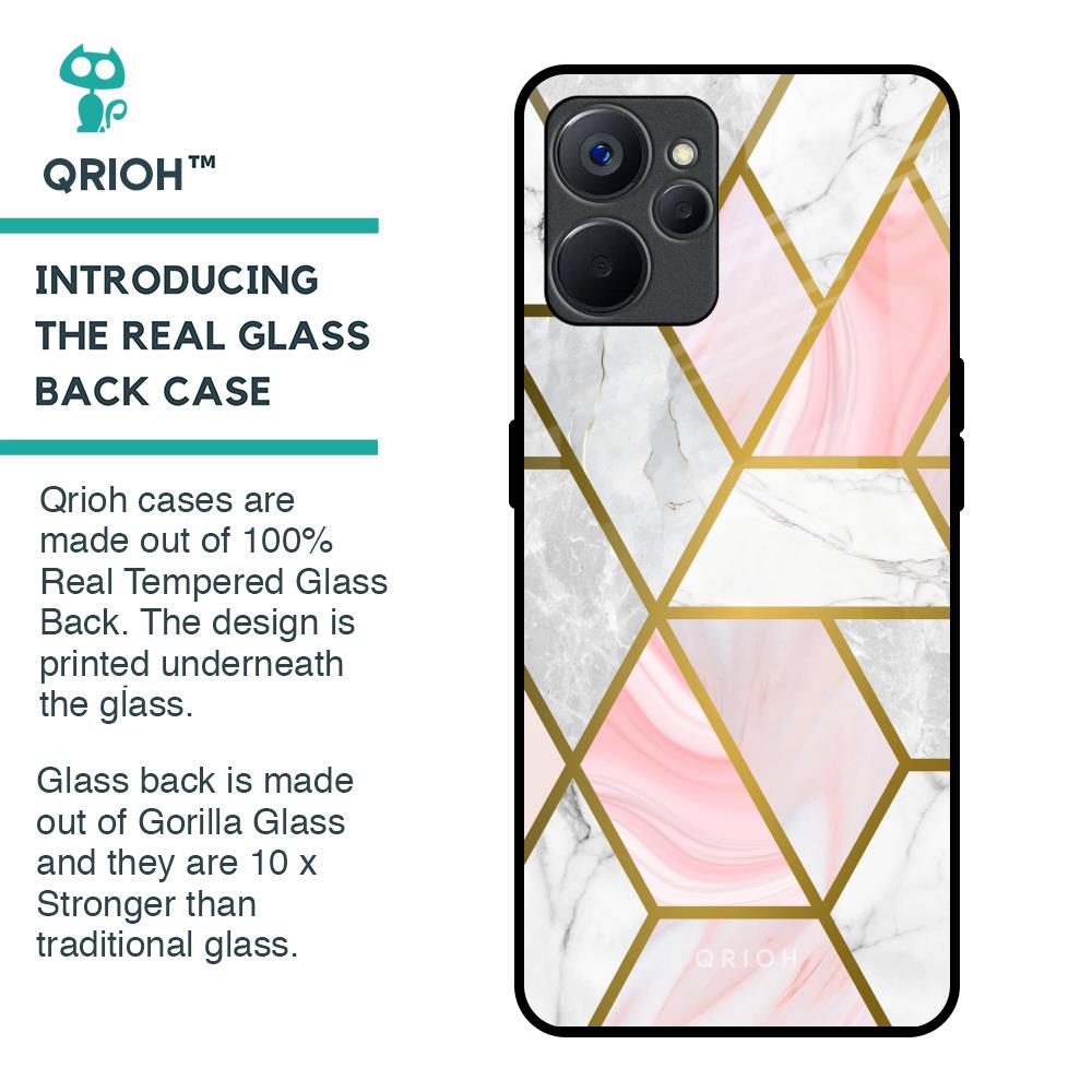 Geometrical Marble Glass Case for Realme 9i 5G