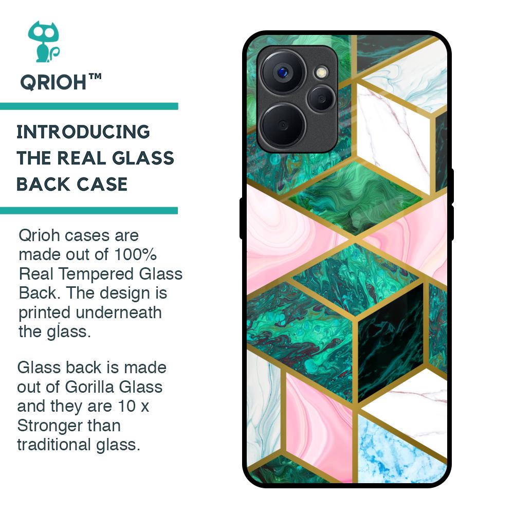 Seamless Green Marble Glass Case for Realme 9i 5G