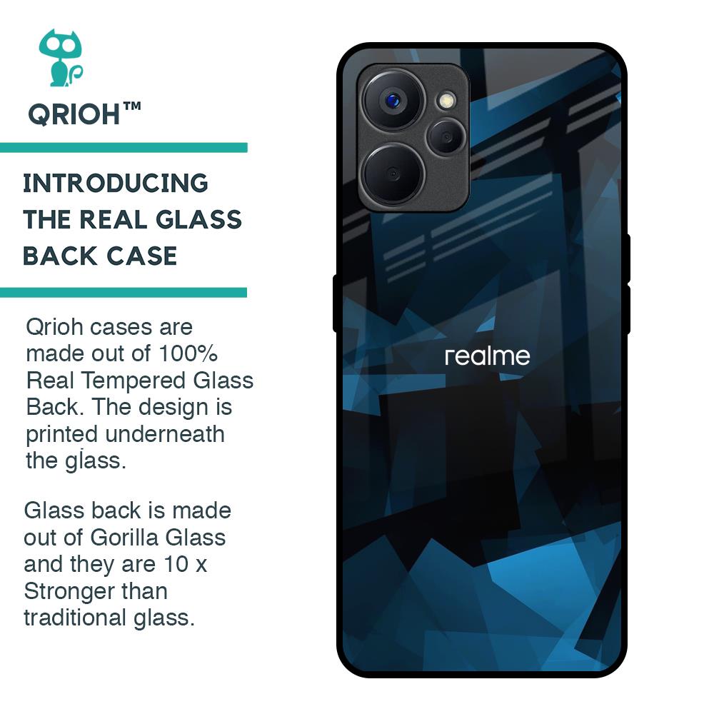 Polygonal Blue Box Glass Case For Realme 9i 5G