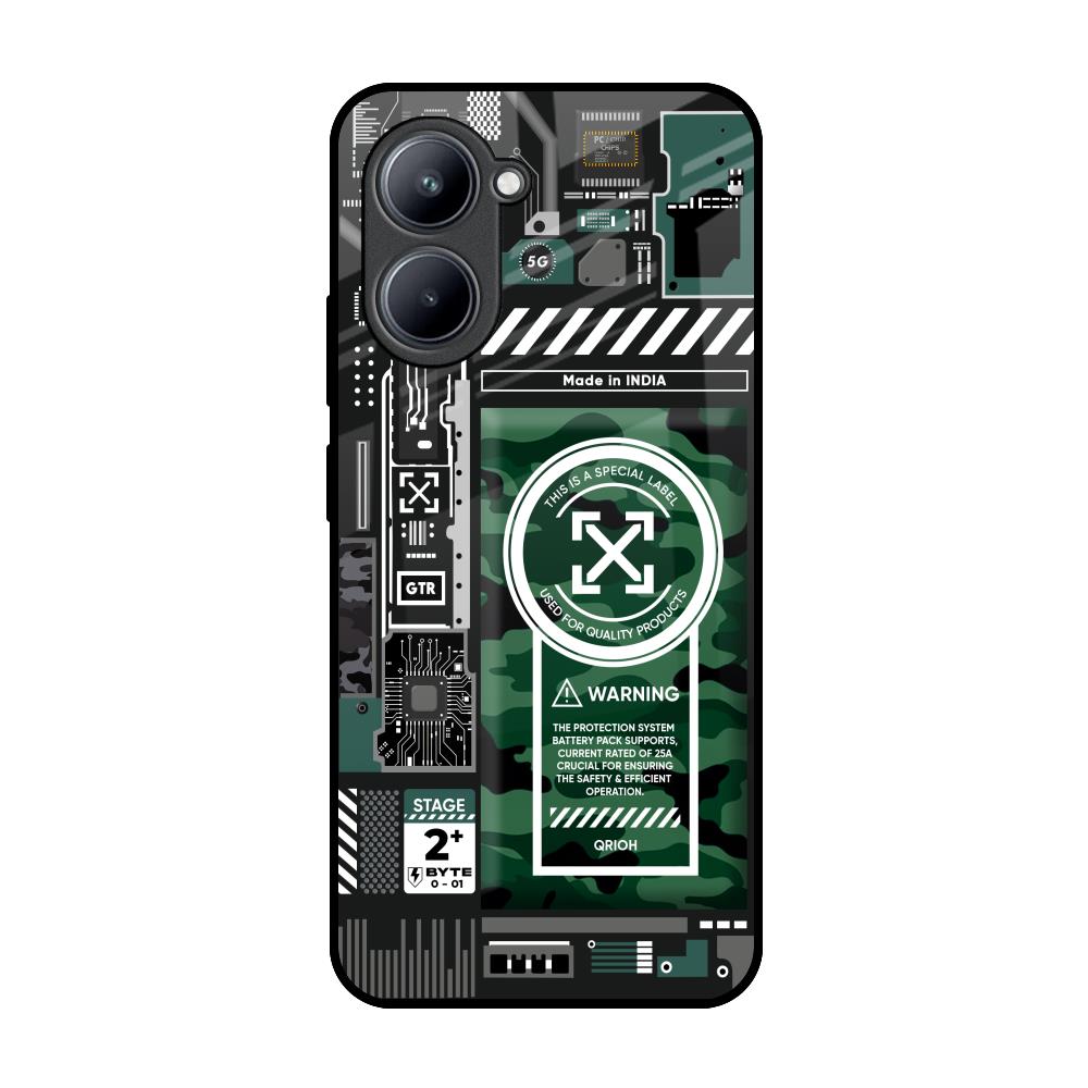 Green Camo Circuit Realme C33 Glass Back Cover Online