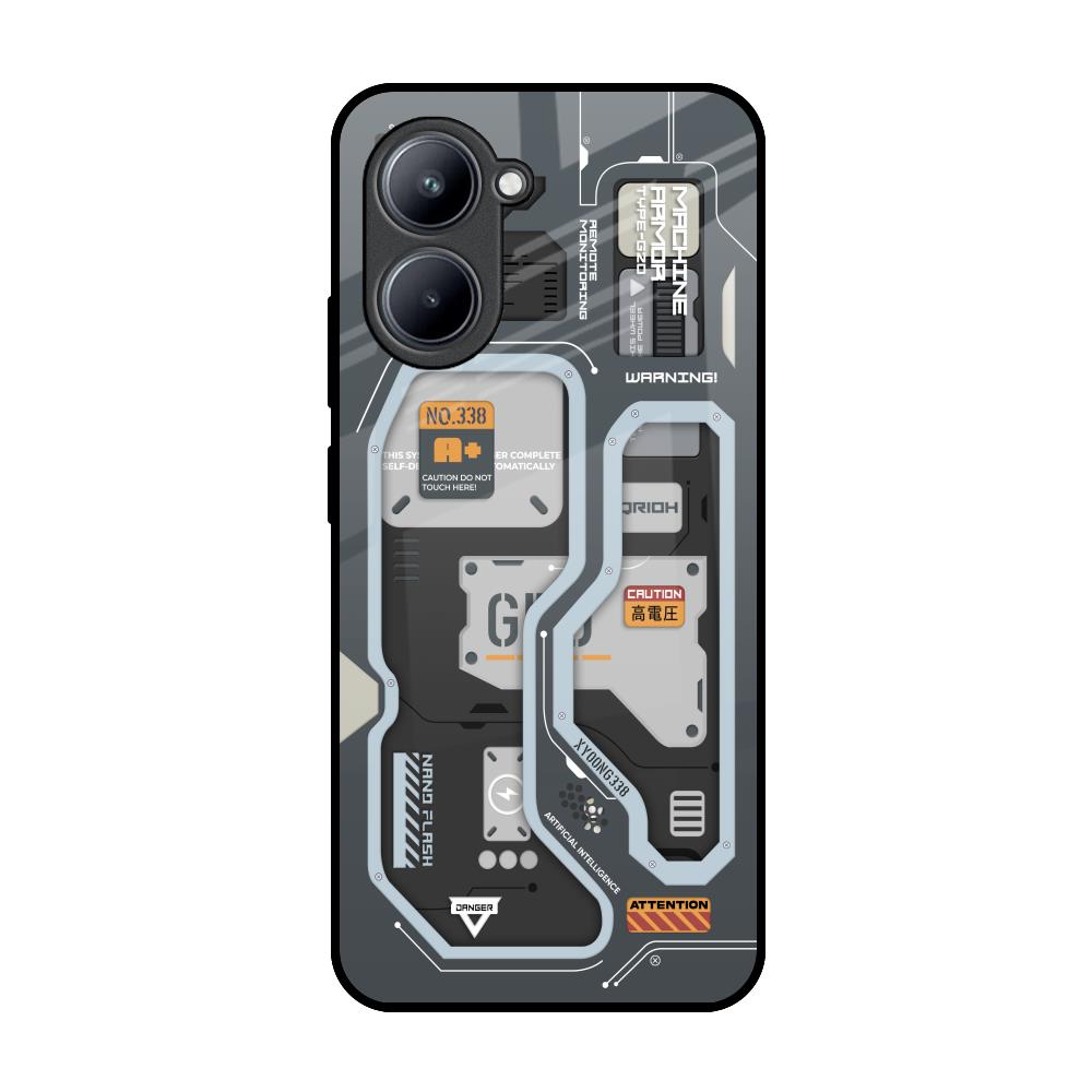 Retro Futuristic Realme C33 Glass Back Cover Online