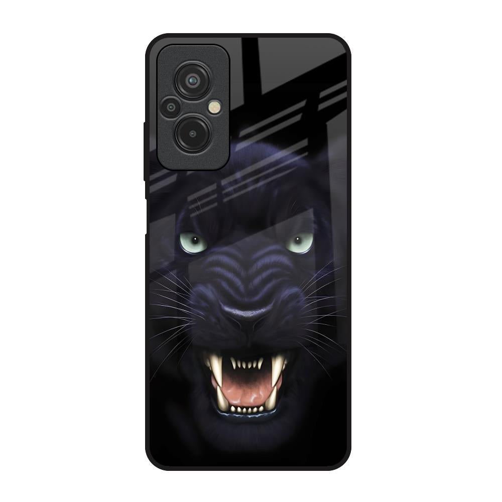 Angry Black Leopard Redmi 11 Prime Glass Back Cover Online