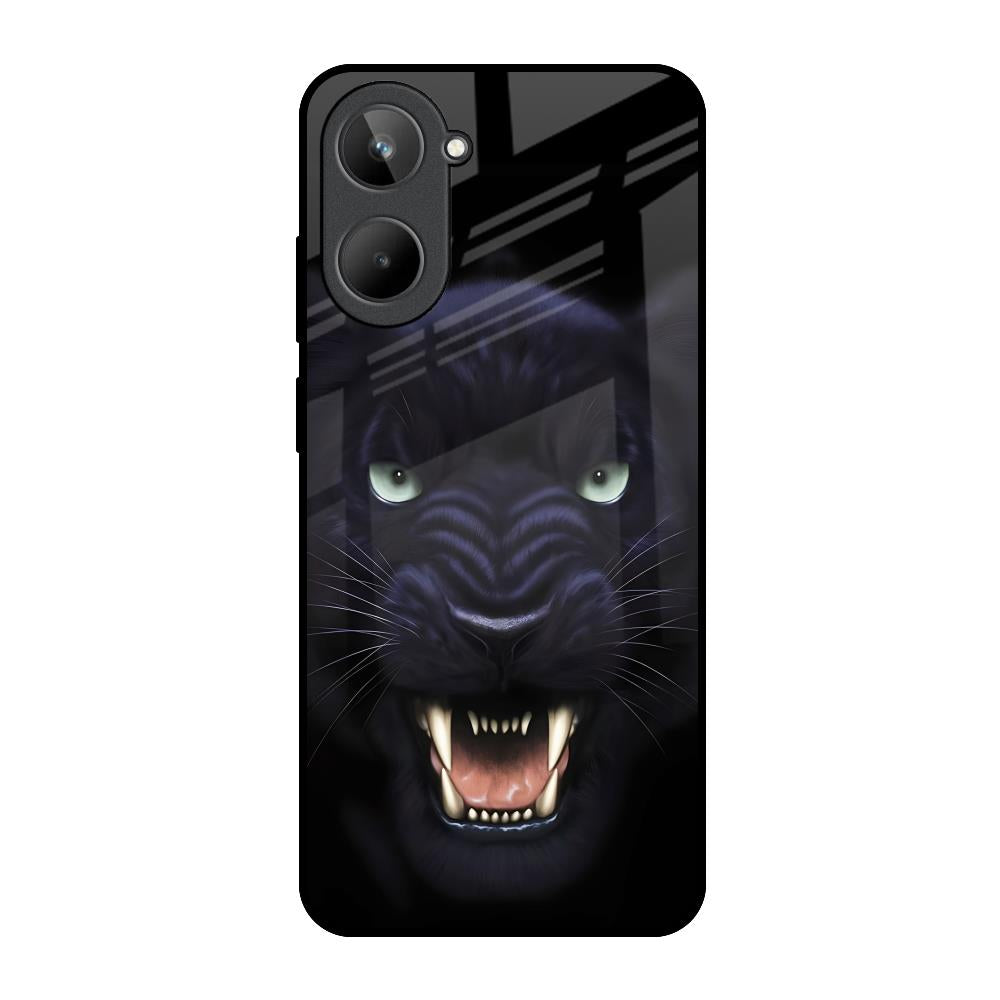 Angry Black Leopard Realme 10 Glass Back Cover Online