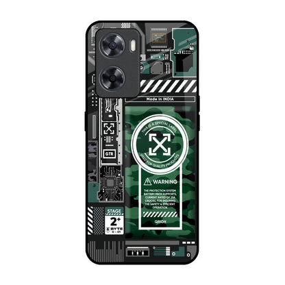 Green Camo Circuit OPPO A77s Glass Back Cover Online