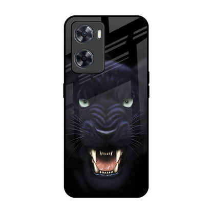 Angry Black Leopard OPPO A77s Glass Back Cover Online
