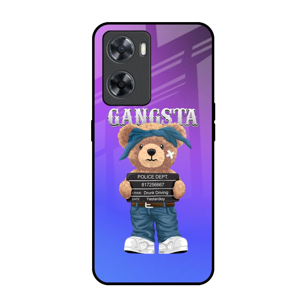 Gangsta Bear OPPO A77s Glass Back Cover Online
