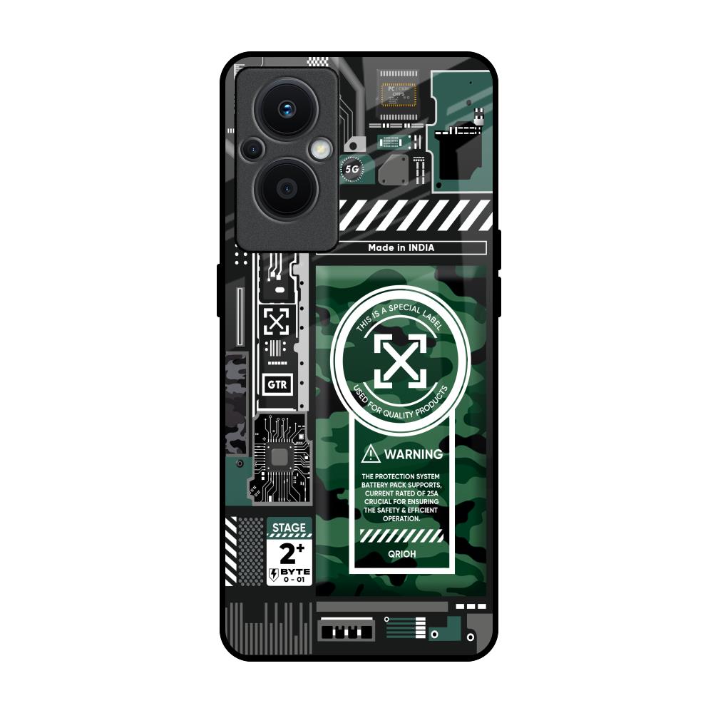 Green Camo Circuit Oppo F21s Pro 5G Glass Back Cover Online
