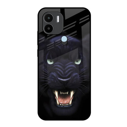 Angry Black Leopard Redmi A1 Plus Glass Back Cover Online