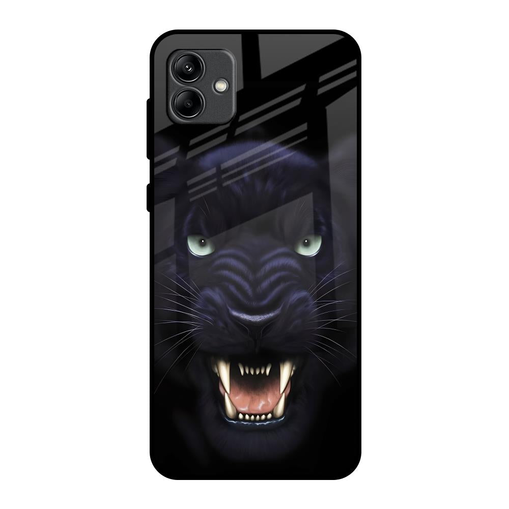 Angry Black Leopard Samsung Galaxy A04 Glass Back Cover Online