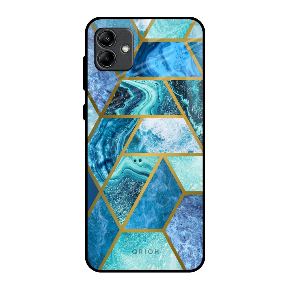 Turquoise Geometrical Marble Samsung Galaxy A04 Glass Back Cover Online