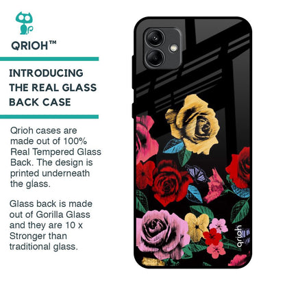 Floral Decorative Glass Case For Samsung Galaxy A04