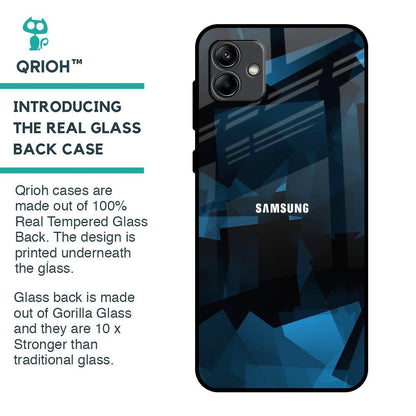 Polygonal Blue Box Glass Case For Samsung Galaxy A04