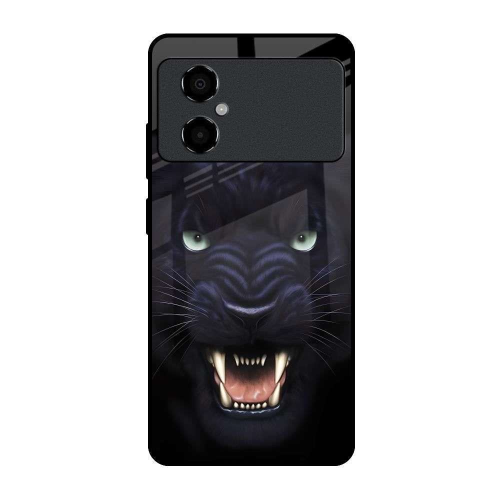 Angry Black Leopard Poco M4 5G Glass Back Cover Online