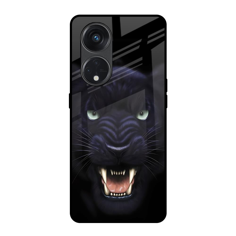 Angry Black Leopard Oppo Reno8T 5G Glass Back Cover Online