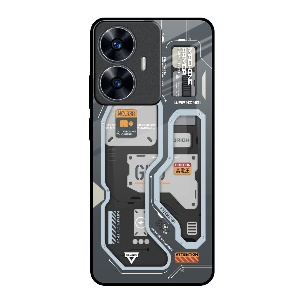 Retro Futuristic Realme C55 Glass Back Cover Online
