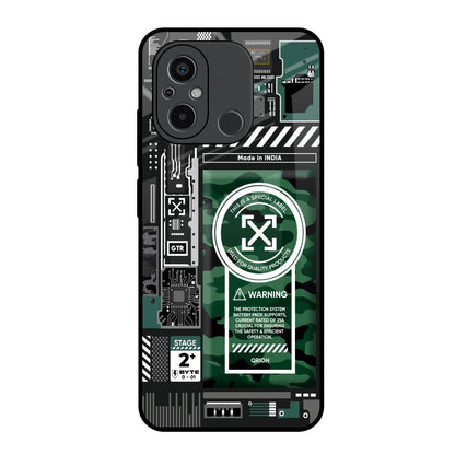 Green Camo Circuit Redmi 12C Glass Back Cover Online
