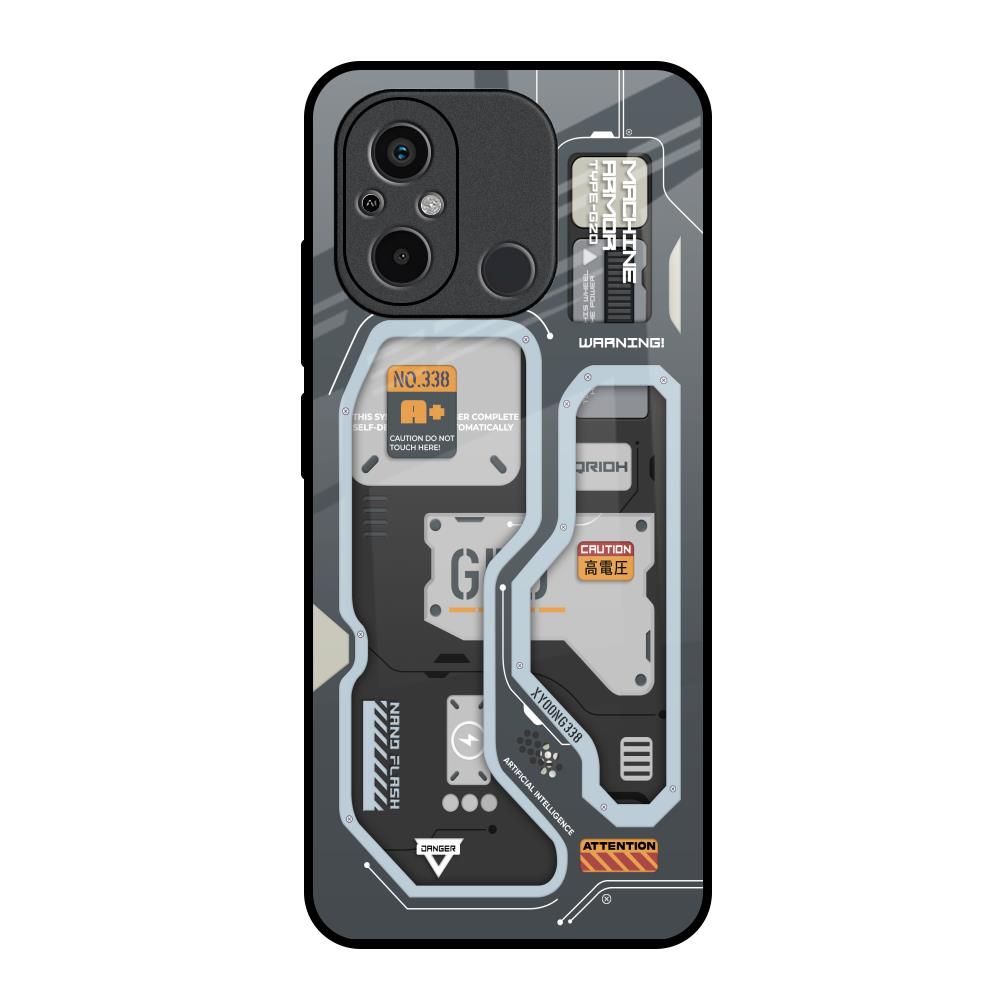 Retro Futuristic Redmi 12C Glass Back Cover Online