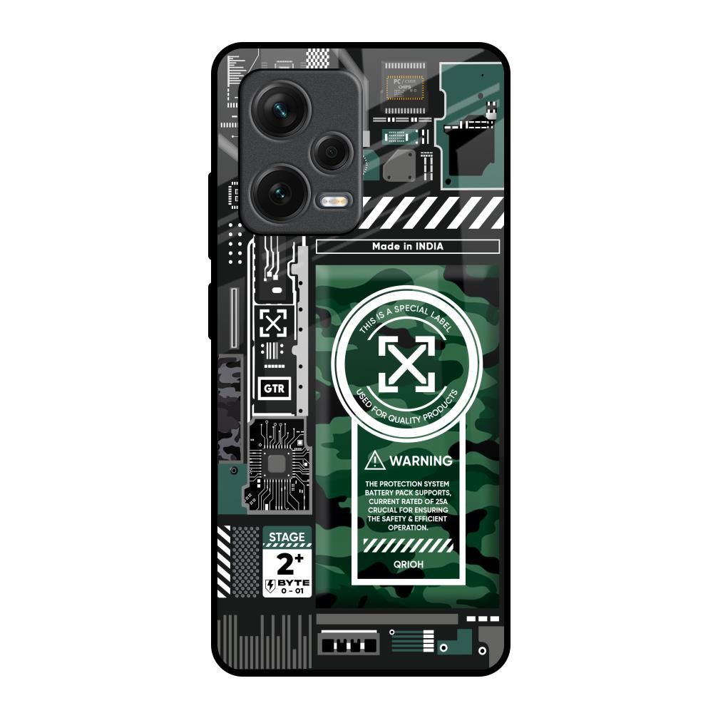 Iphone 12 Pro Max Led Logo Glass Back Case Green Camo Circuit