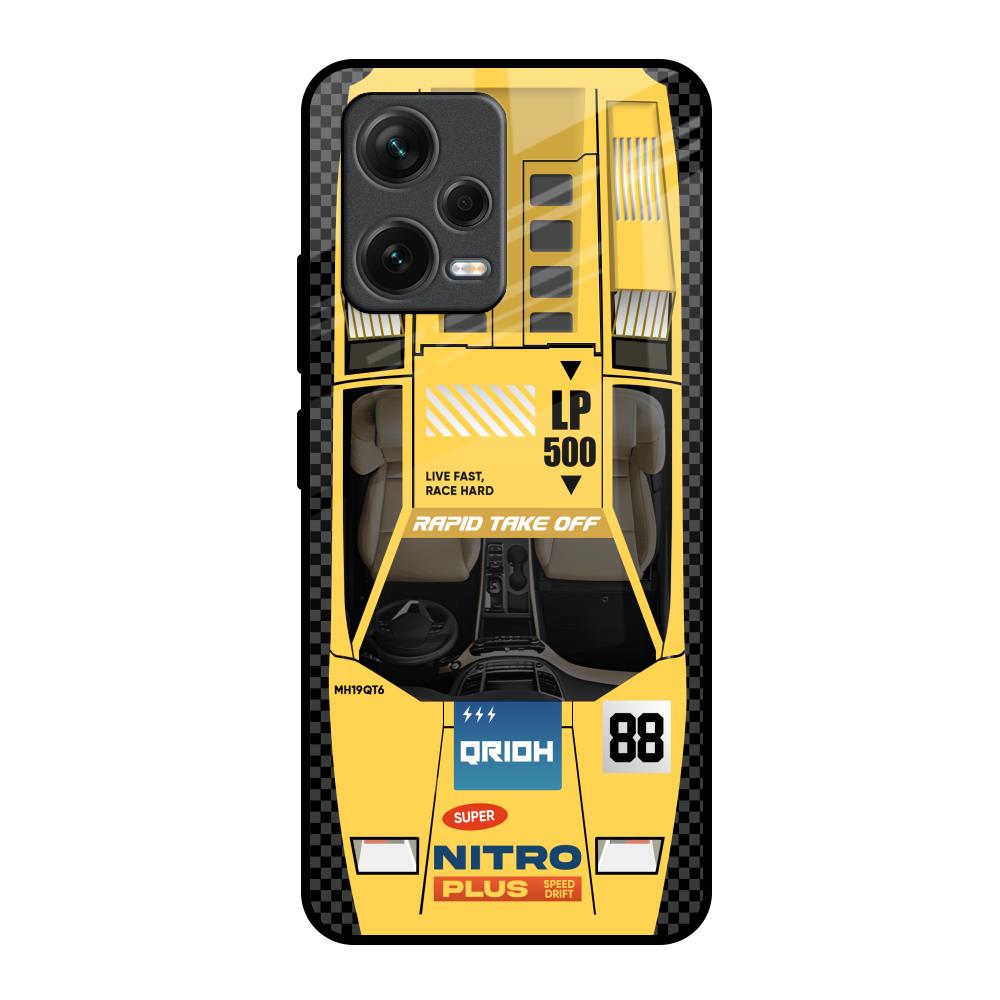 Yellow Racing Car Redmi Note 12 5G Glass Back Cover Online