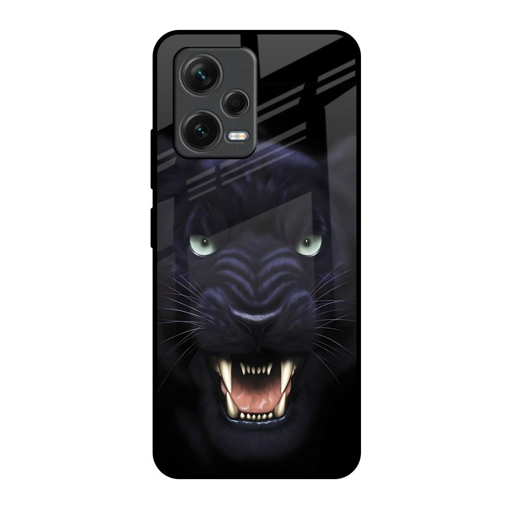 Angry Black Leopard Redmi Note 12 5G Glass Back Cover Online