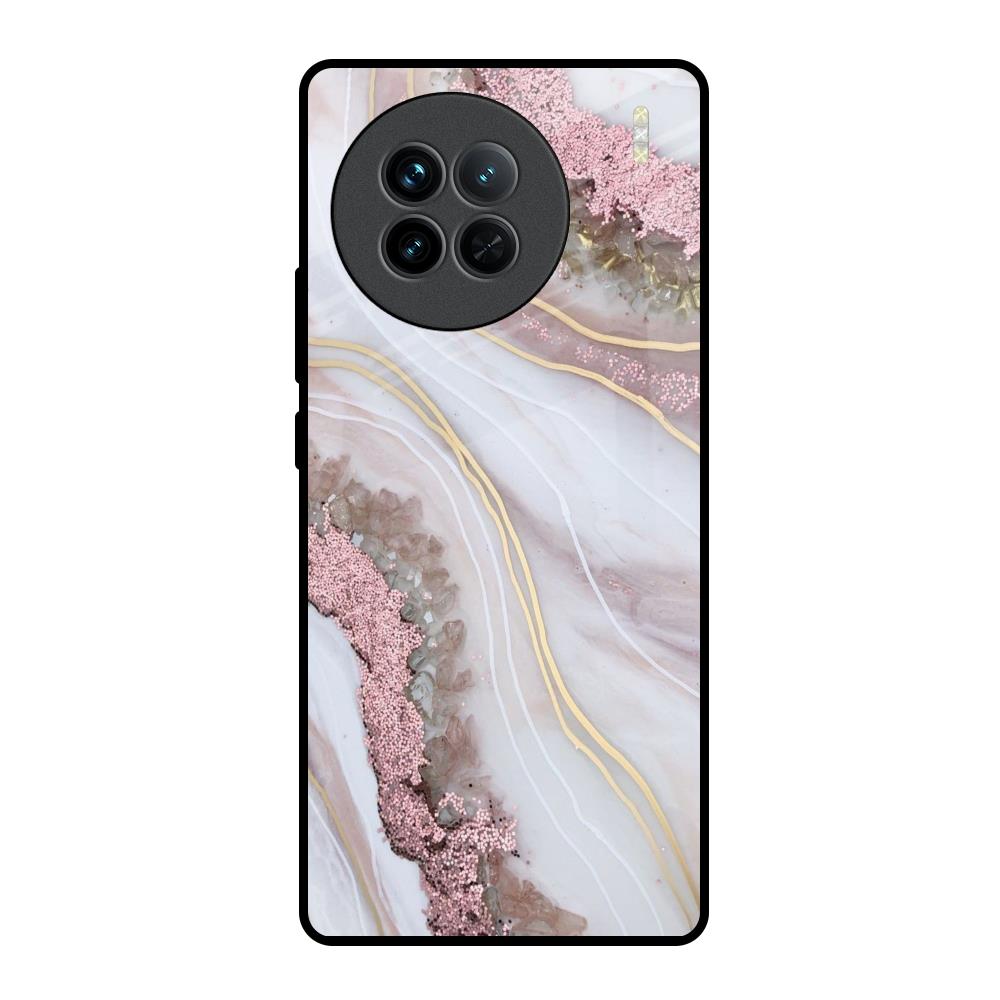 Pink & Gold Gllitter Marble Vivo X90 5G Glass Back Cover Online