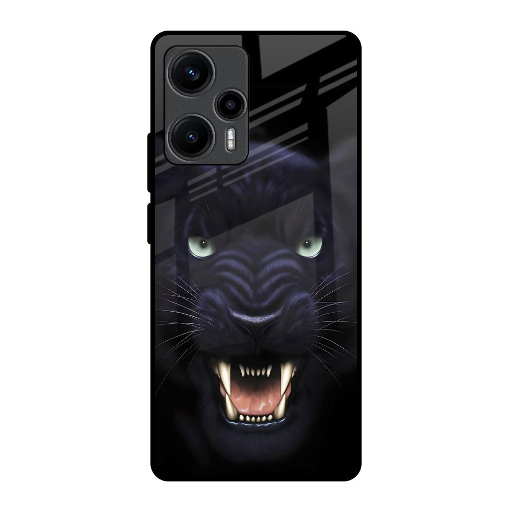 Angry Black Leopard Poco F5 5G Glass Back Cover Online