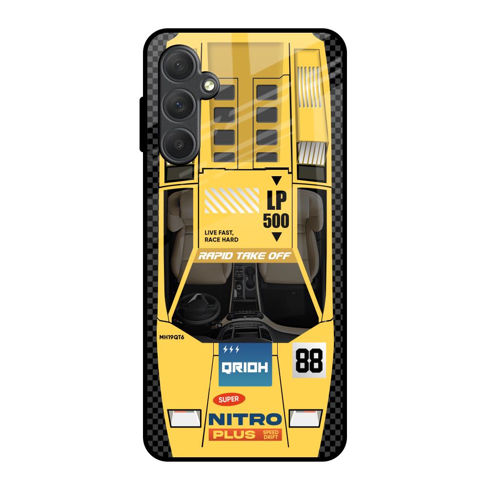 Yellow Racing Car Samsung Galaxy F54 5G Glass Back Cover Online