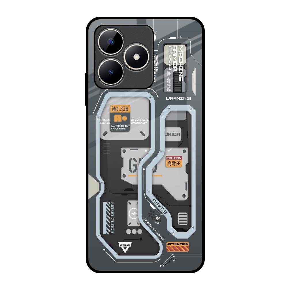 Retro Futuristic Realme C53 Glass Back Cover Online