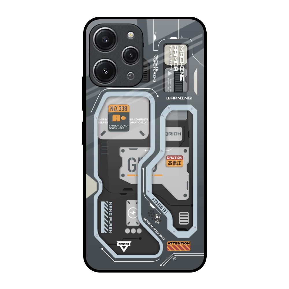 Retro Futuristic Redmi 12 Glass Back Cover Online