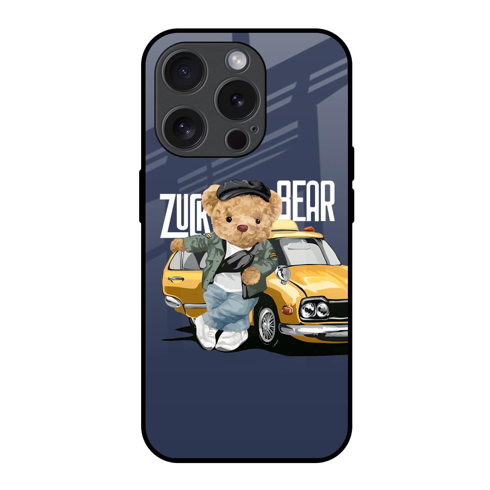 Adventurous Bear iPhone 15 Pro Glass Back Cover Online