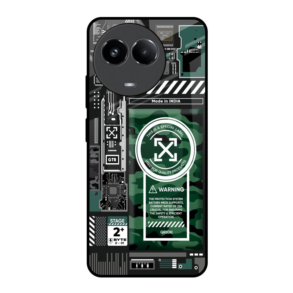 Green Camo Circuit Realme 11x 5G Glass Back Cover Online
