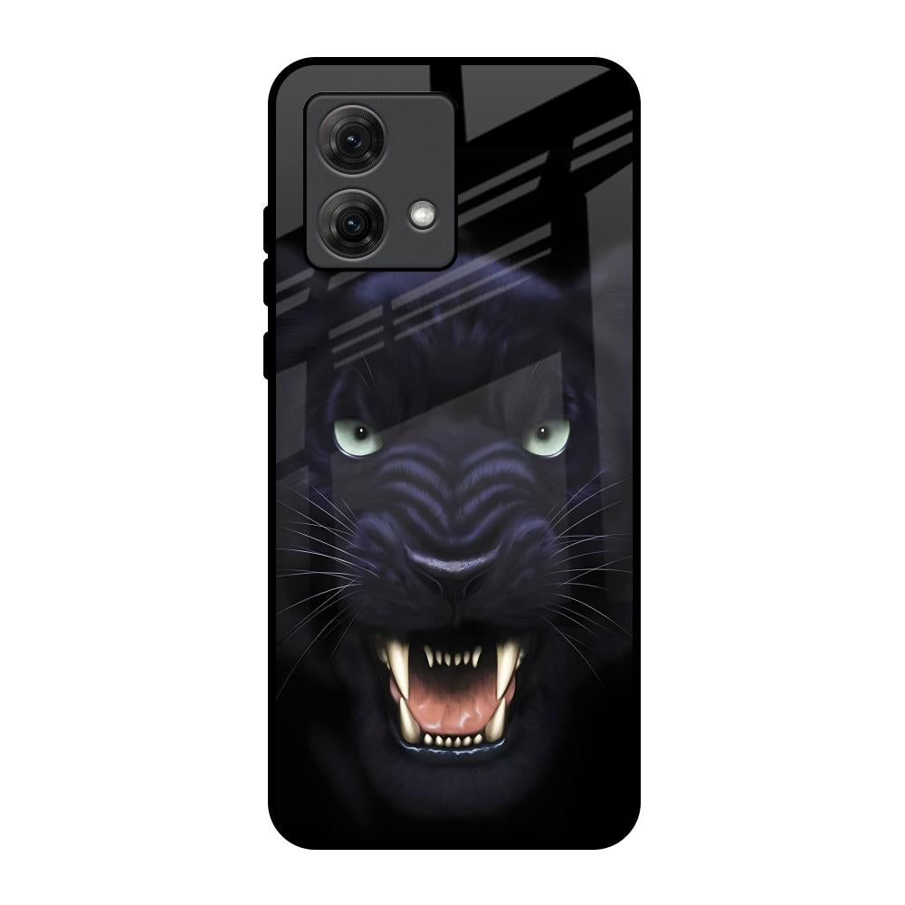 Angry Black Leopard Motorola G84 5G Glass Back Cover Online