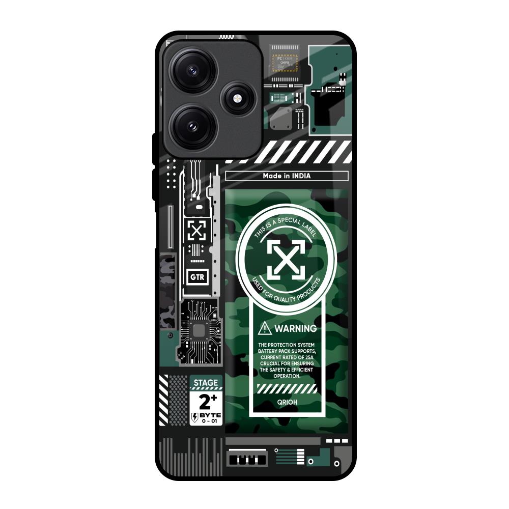 Green Camo Circuit Poco M6 Pro 5G Glass Back Cover Online