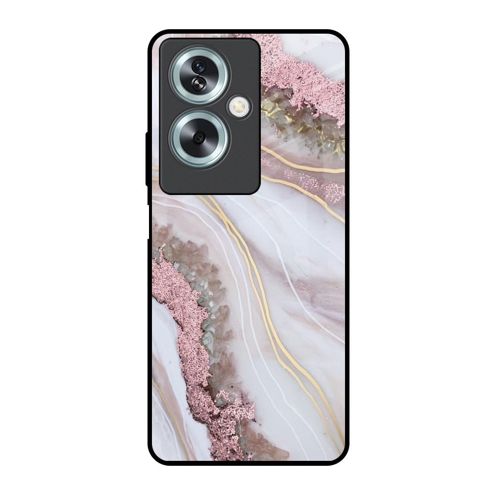 Pink & Gold Gllitter Marble Oppo A79 5G Glass Back Cover Online