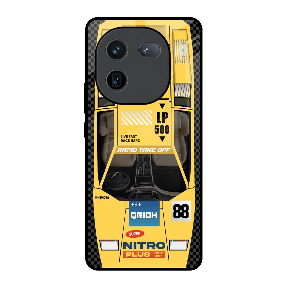 Yellow Racing Car IQOO 12 5G Glass Back Cover Online