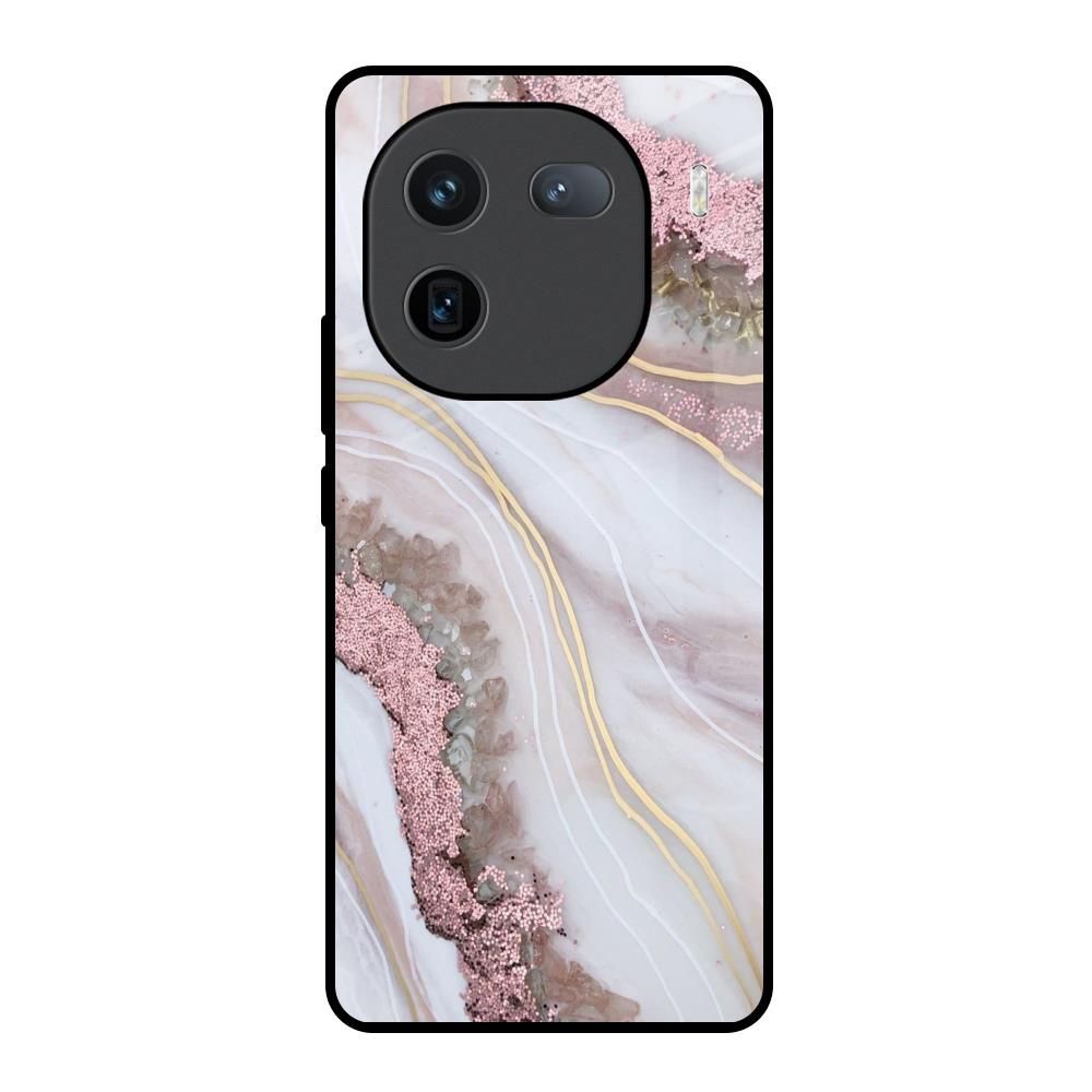 Pink & Gold Gllitter Marble IQOO 12 5G Glass Back Cover Online
