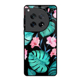 Tropical Leaves & Pink Flowers Oneplus 12 Glass Back Cover Online
