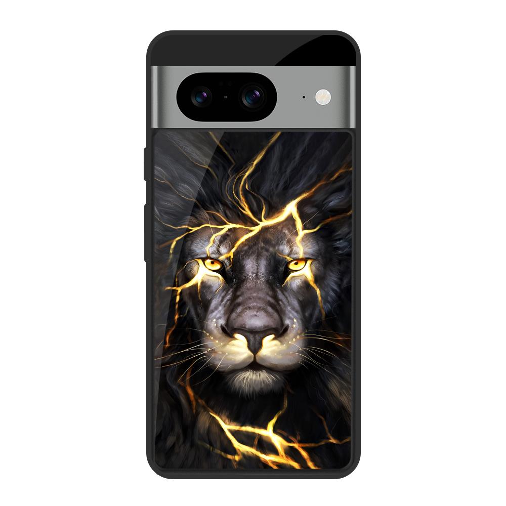 Golden Grey Lion Google Pixel 8 Glass Cases & Covers Online
